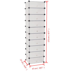 vidaXL Interlocking Shoe Organiser with 10 Compartments White