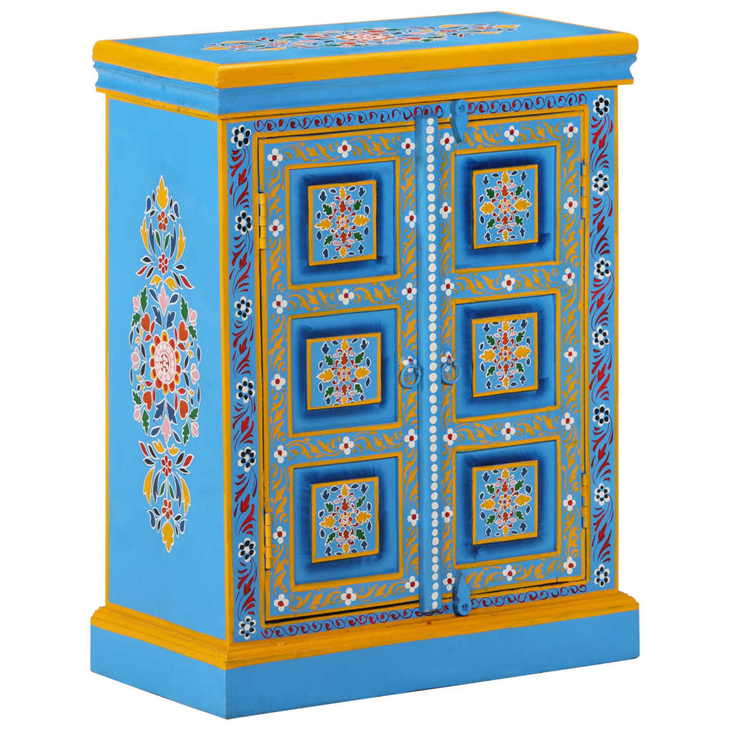 vidaXL Sideboard Solid Mango Wood Turquoise Hand Painted