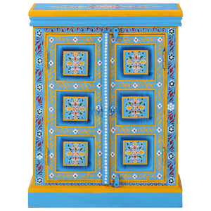 vidaXL Sideboard Solid Mango Wood Turquoise Hand Painted