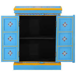 vidaXL Sideboard Solid Mango Wood Turquoise Hand Painted