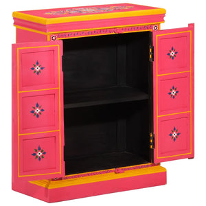 vidaXL Sideboard Solid Mango Wood Pink Hand Painted