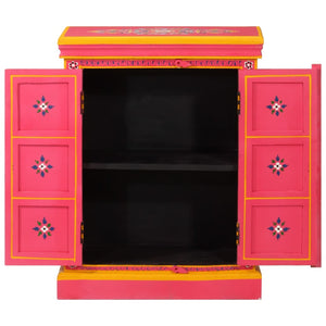 vidaXL Sideboard Solid Mango Wood Pink Hand Painted