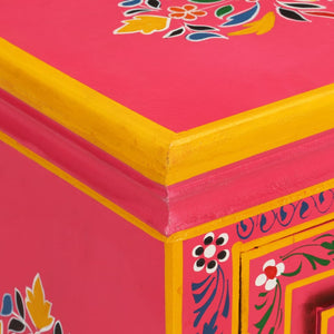 vidaXL Sideboard Solid Mango Wood Pink Hand Painted