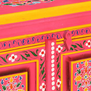 vidaXL Sideboard Solid Mango Wood Pink Hand Painted