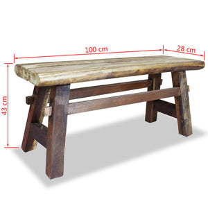 vidaXL Bench Solid Reclaimed Wood 100x28x43 cm