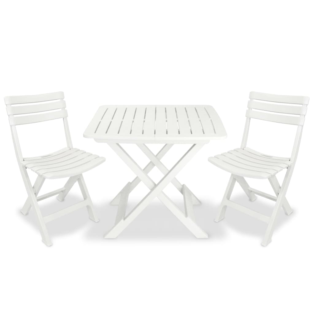 vidaXL 3 Piece Folding Bistro Set Plastic White