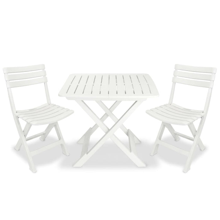 vidaXL 3 Piece Folding Bistro Set Plastic White