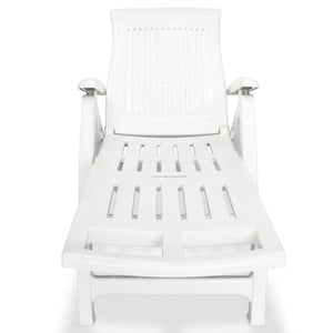 vidaXL Sun Lounger with Footrest Plastic White