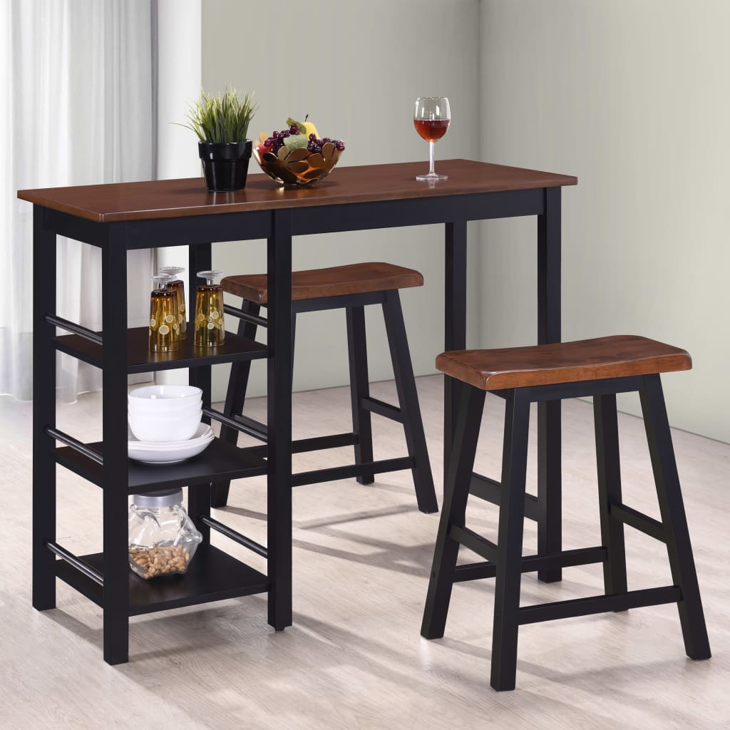 vidaXL Bar Set 3 Pieces MDF Black