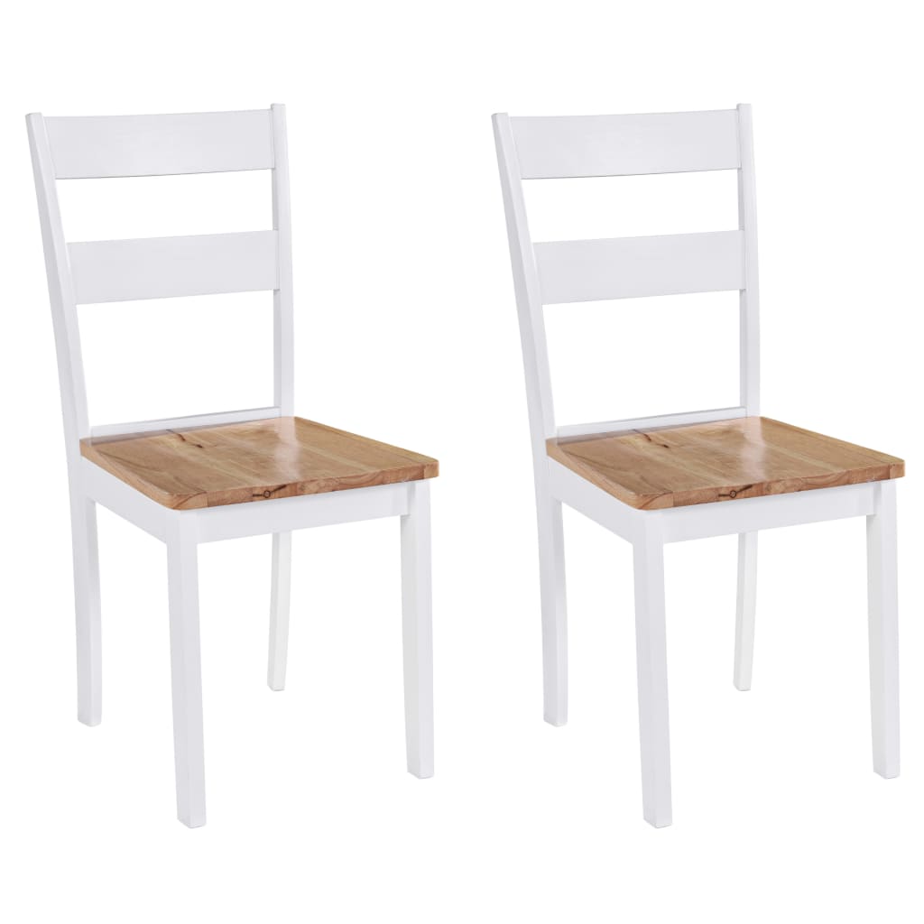 vidaXL Dining Chairs 2 pcs White Solid Rubber Wood