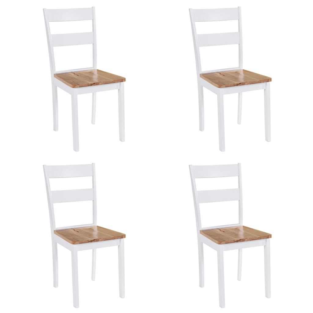 vidaXL Dining Chairs 4 pcs White Solid Rubber Wood