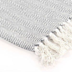 vidaXL Throw Cotton Herringbone 125x150 cm Grey