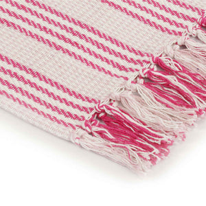 vidaXL Throw Cotton Stripes 160x210 cm Pink and White