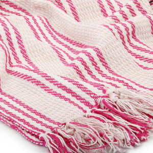 vidaXL Throw Cotton Stripes 160x210 cm Pink and White