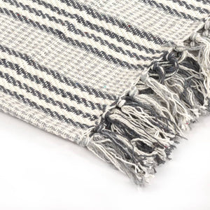 vidaXL Throw Cotton Stripes 160x210 cm Grey and White