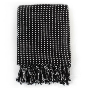 vidaXL Throw Cotton Squares 160x210 cm Black