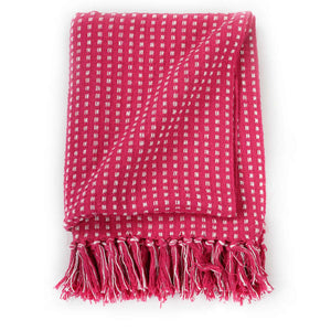 vidaXL Throw Cotton Squares 125x150 cm Pink