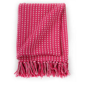 vidaXL Throw Cotton Squares 160x210 cm Pink