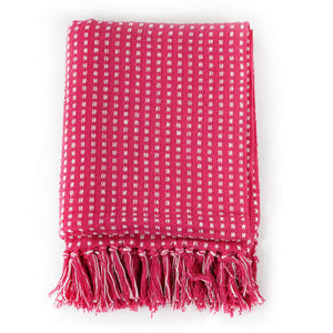 vidaXL Throw Cotton Squares 220x250 cm Pink
