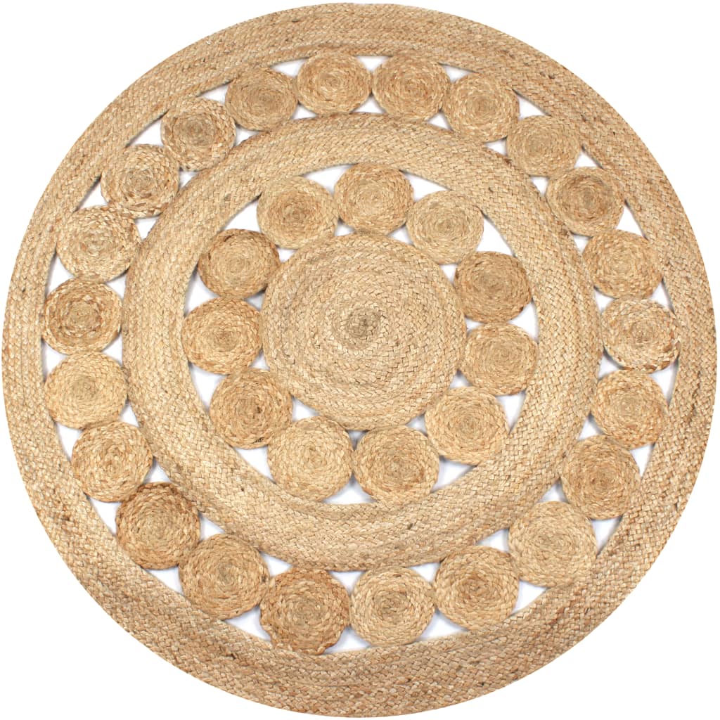 vidaXL Area Rug Braided Design Jute 150 cm Round