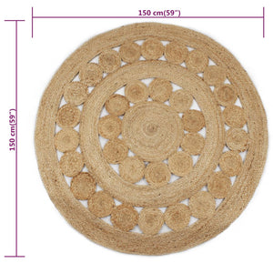 vidaXL Area Rug Braided Design Jute 150 cm Round