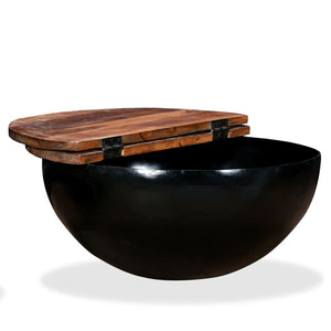 vidaXL Coffee Table Solid Reclaimed Wood Black Bowl Shape