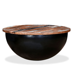 vidaXL Coffee Table Solid Reclaimed Wood Black Bowl Shape