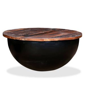 vidaXL Coffee Table Solid Reclaimed Wood Black Bowl Shape