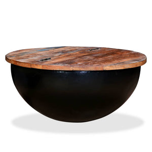 vidaXL Coffee Table Solid Reclaimed Wood Black Bowl Shape