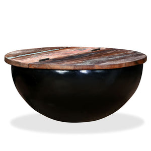 vidaXL Coffee Table Solid Reclaimed Wood Black Bowl Shape