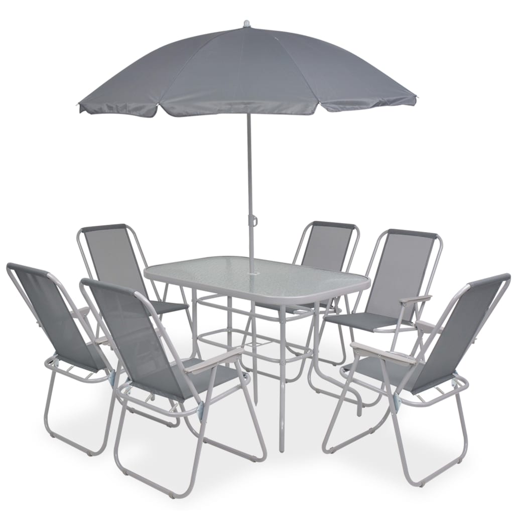 vidaXL 8 Piece Outdoor Dining Set Steel and Textilene Grey