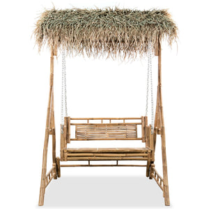 vidaXL 2-Seater Swing Bench with Palm Leaves Bamboo 202 cm