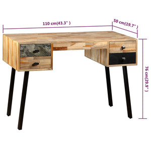 vidaXL Writing Desk Solid Reclaimed Teak 110x50x76 cm