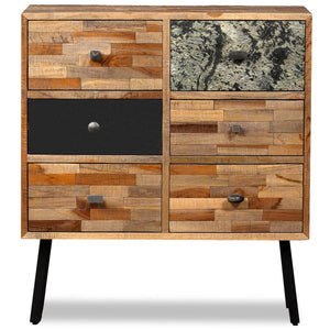 vidaXL Side Cabinet with 6 Drawers Solid Reclaimed Teak 70x30x76 cm