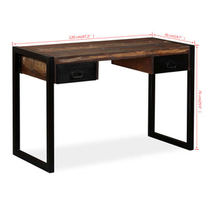 vidaXL Desk with 2 Drawers Solid Reclaimed Wood 120x50x76 cm