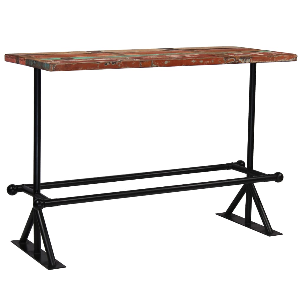 vidaXL Bar Table Solid Reclaimed Wood Multicolour 150x70x107 cm