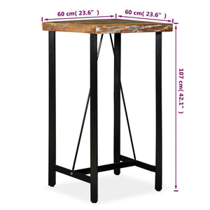 vidaXL Bar Table Solid Reclaimed Wood 60x60x107 cm