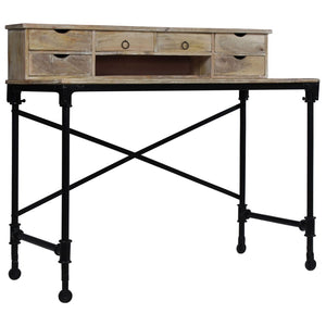 vidaXL Writing Desk Solid Mango Wood and Steel 110x50x96 cm