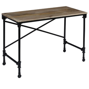 vidaXL Writing Desk Solid Mango Wood and Steel 110x50x96 cm