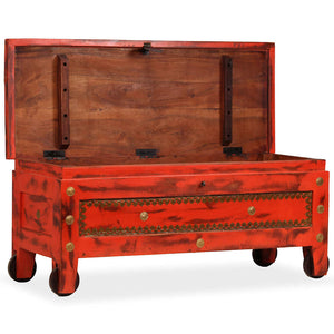 vidaXL Storage Chest Solid Mango Wood 101x39x42 cm Red