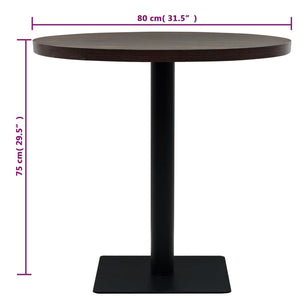 vidaXL Bistro Table MDF and Steel Round 80x75 cm Dark Ash