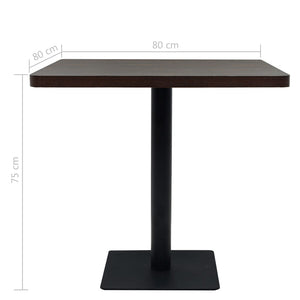 vidaXL Bistro Table MDF and Steel Square 80x80x75 cm Dark Ash