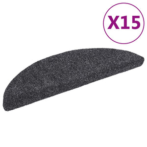 vidaXL 15pcs Self-adhesive Stair Mats Needle Punch 56x17x3cm Dark Grey