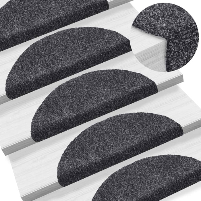 vidaXL 15pcs Self-adhesive Stair Mats Needle Punch 56x17x3cm Dark Grey