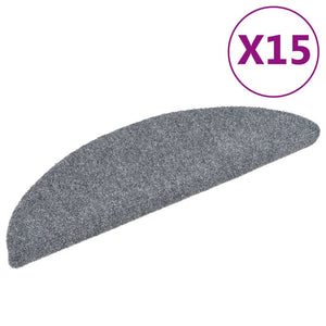 vidaXL 15 Self-adhesive Stair Mats Needle Punch 56x17x3 cm Light Grey