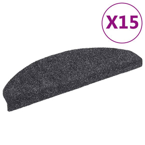 vidaXL 15pcs Self-adhesive Stair Mats Needle Punch 65x21x4cm Dark Grey