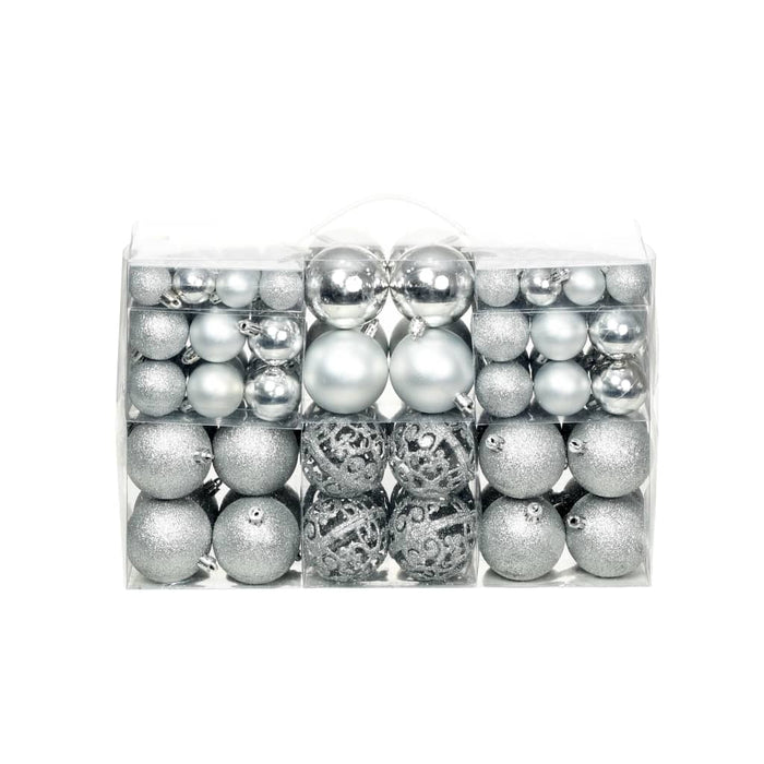 vidaXL 100 Piece Christmas Ball Set 3/4/6 cm Silver