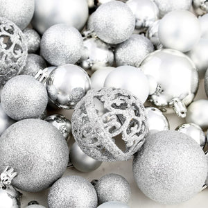 vidaXL 100 Piece Christmas Ball Set 3/4/6 cm Silver