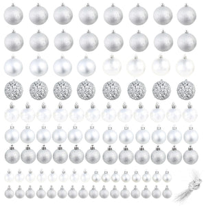 vidaXL 100 Piece Christmas Ball Set 3/4/6 cm Silver