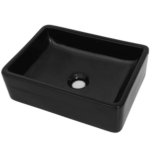 vidaXL Basin Ceramic Rectangular Black 41x30x12 cm